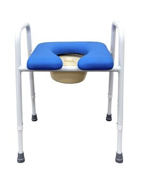 KCare Over Toilet Frame with 3-In-1 Commode Pan, Splash Guard, Open Front Padded Seat - 600mm