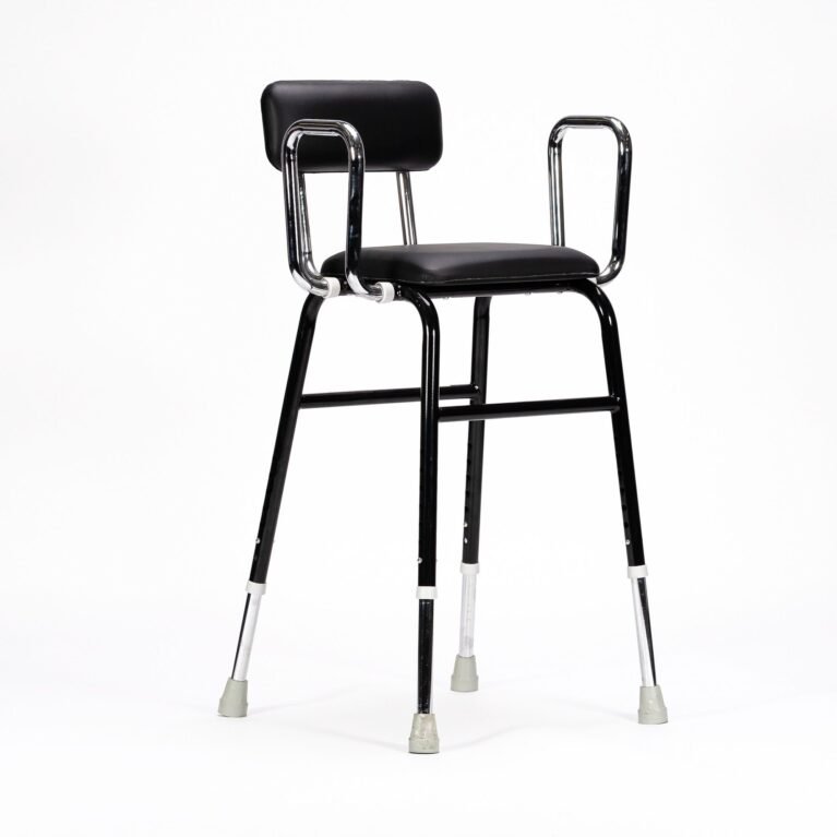 KCare Kitchen Perching Stool with Arms Black