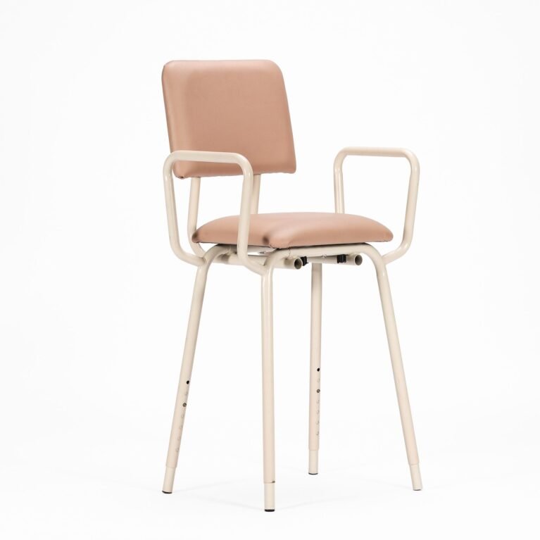 KCare Kitchen Stool with Arms Vinyl - Knock Down - 350mm - Fawn - SWL 110kg
