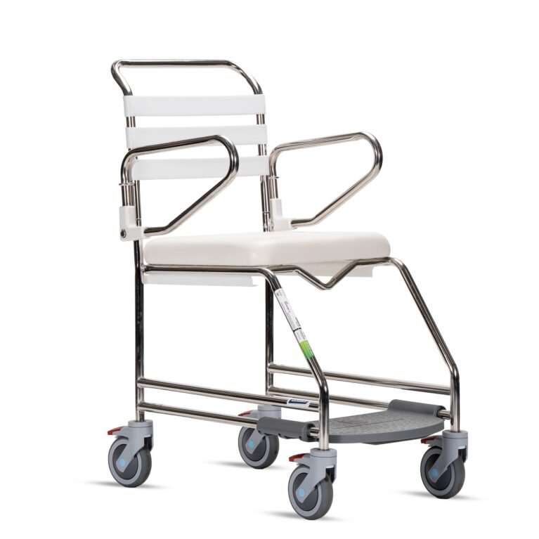 KCare Attendant Propelled Shower Commode with Weight Bearing Footrest 445mm