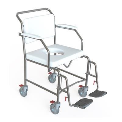 KCare Attendant Propelled Shower Commode with Swing-Up Arms and Swingaway Footrest 550mm