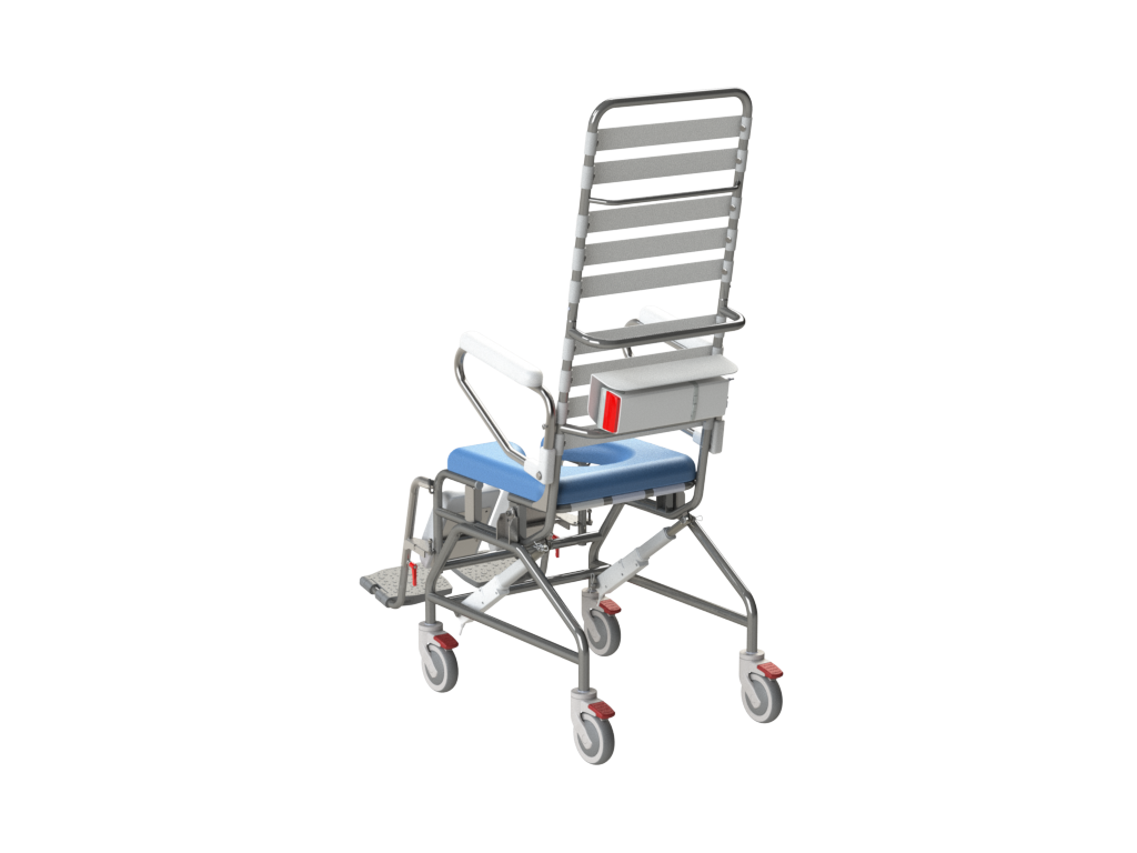 Electric Tilt In Space Mobile Shower Commode with Swingaway Footrest - 445mm - Image 2