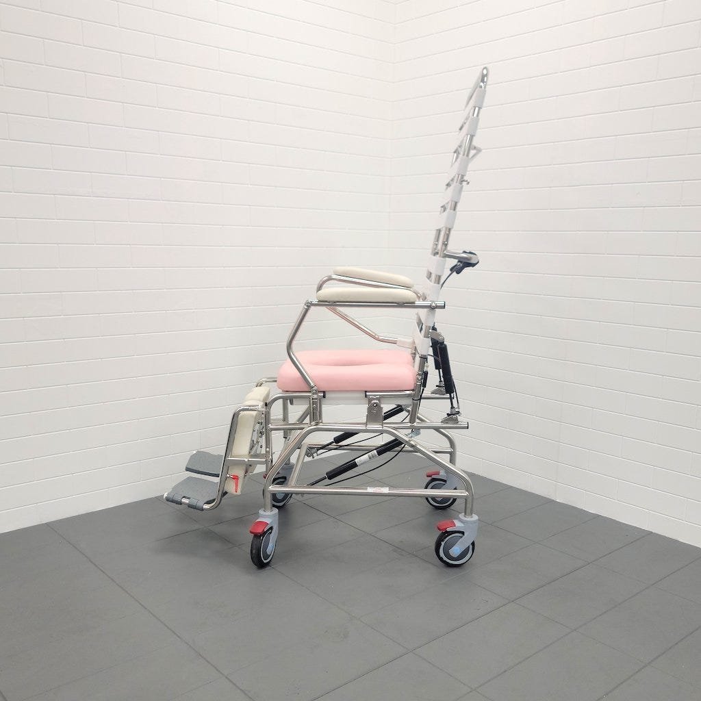 Tilt In Space with Recline Mobile Shower Commode with Swingaway Footrest - 445mm - Image 2