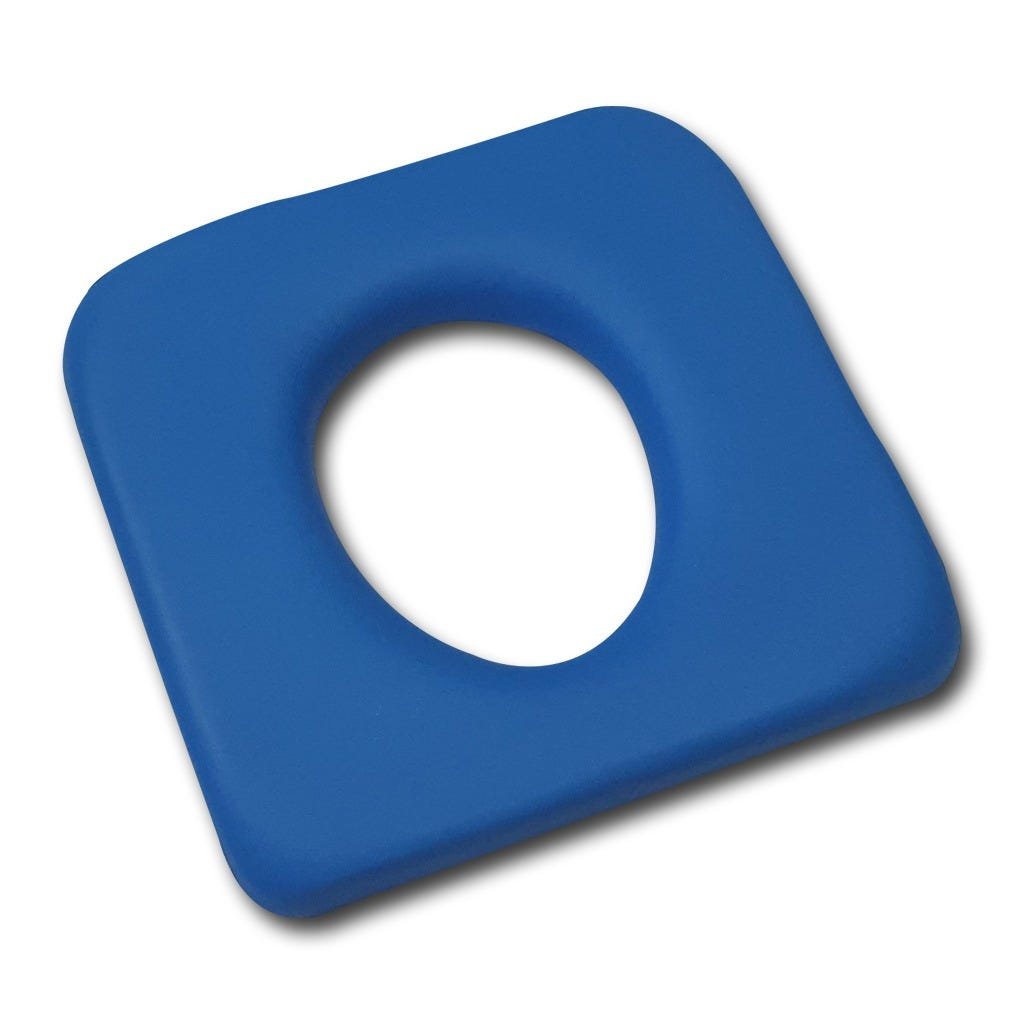 KCare Shower Commode Seat - Handmade Closed Blue Vinyl 445mm Wide