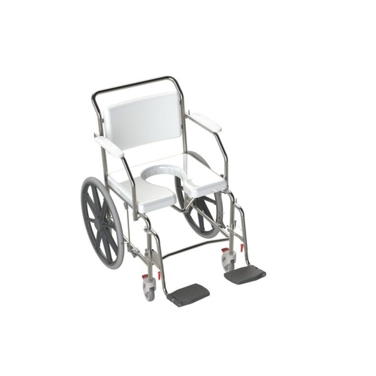 KCare Rear Wheel Self Propelled Shower Commode with Swing-Up Arms and Swingaway Footrest 550mm Requires Seat