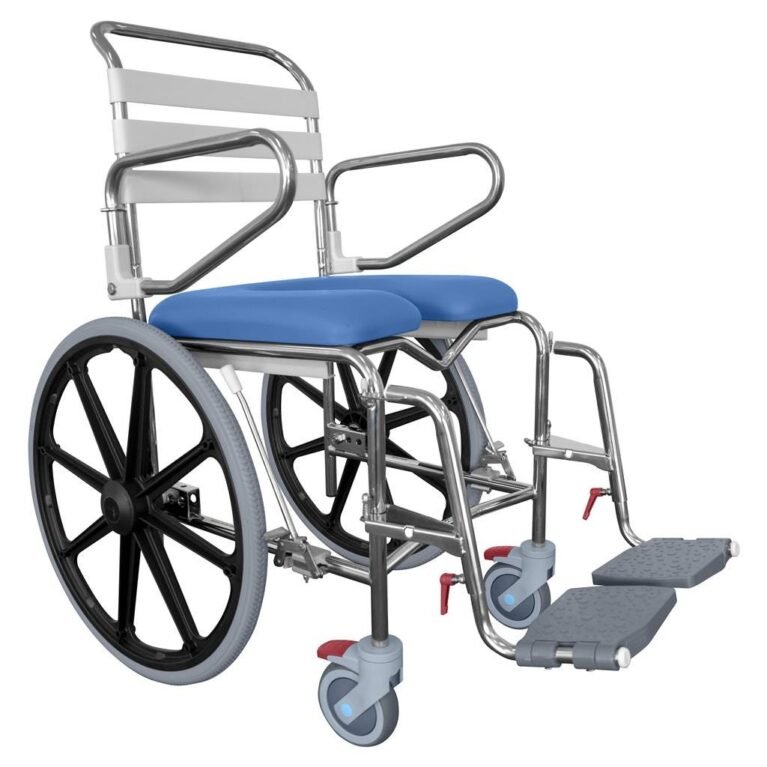 KCare Rear Wheel Self Propelled Shower Commode with Swing-Up Arms and Swingaway Footrest 500mm Requires Seat
