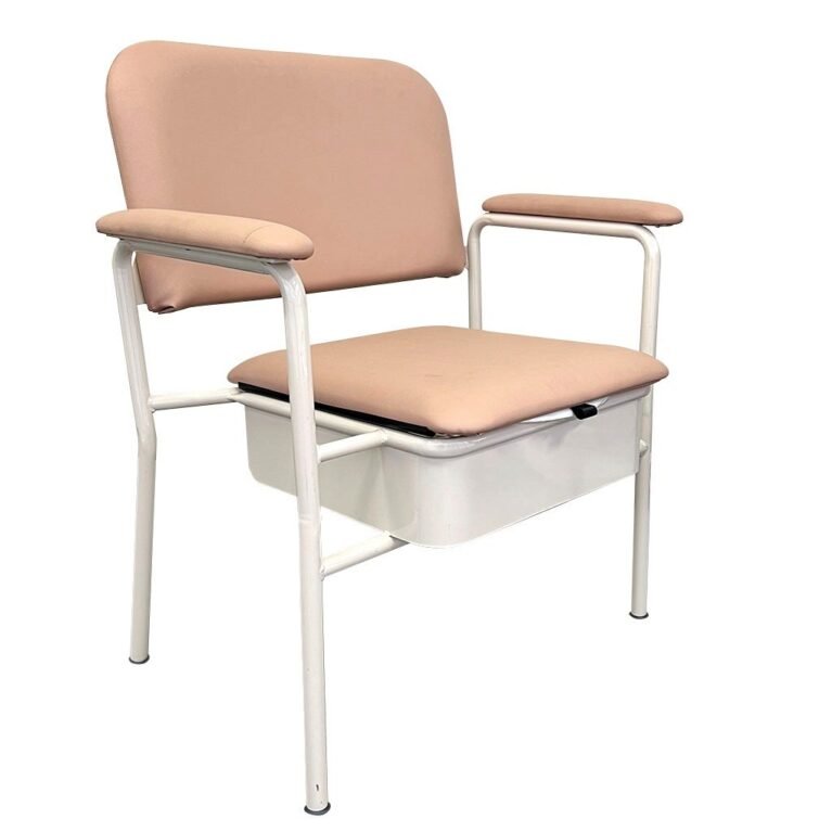 KCare Maxi Deluxe Bedside Commode - 650mm Wide - Vanilla/Champagne - SWL 210kg