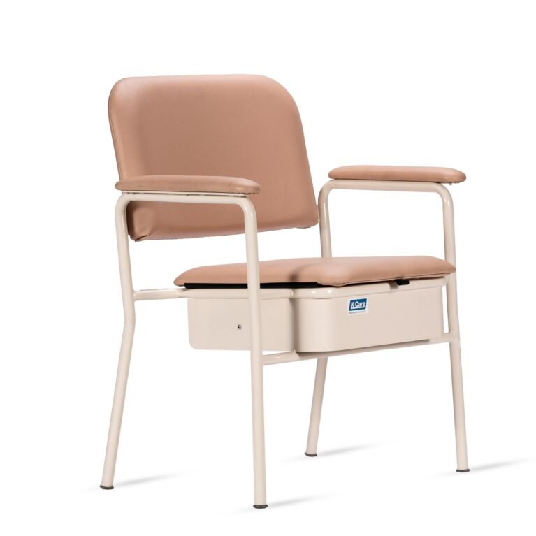 KCare Maxi Deluxe Bedside Commode - 500mm Wide - Vanilla/Champagne - SWL 160kg
