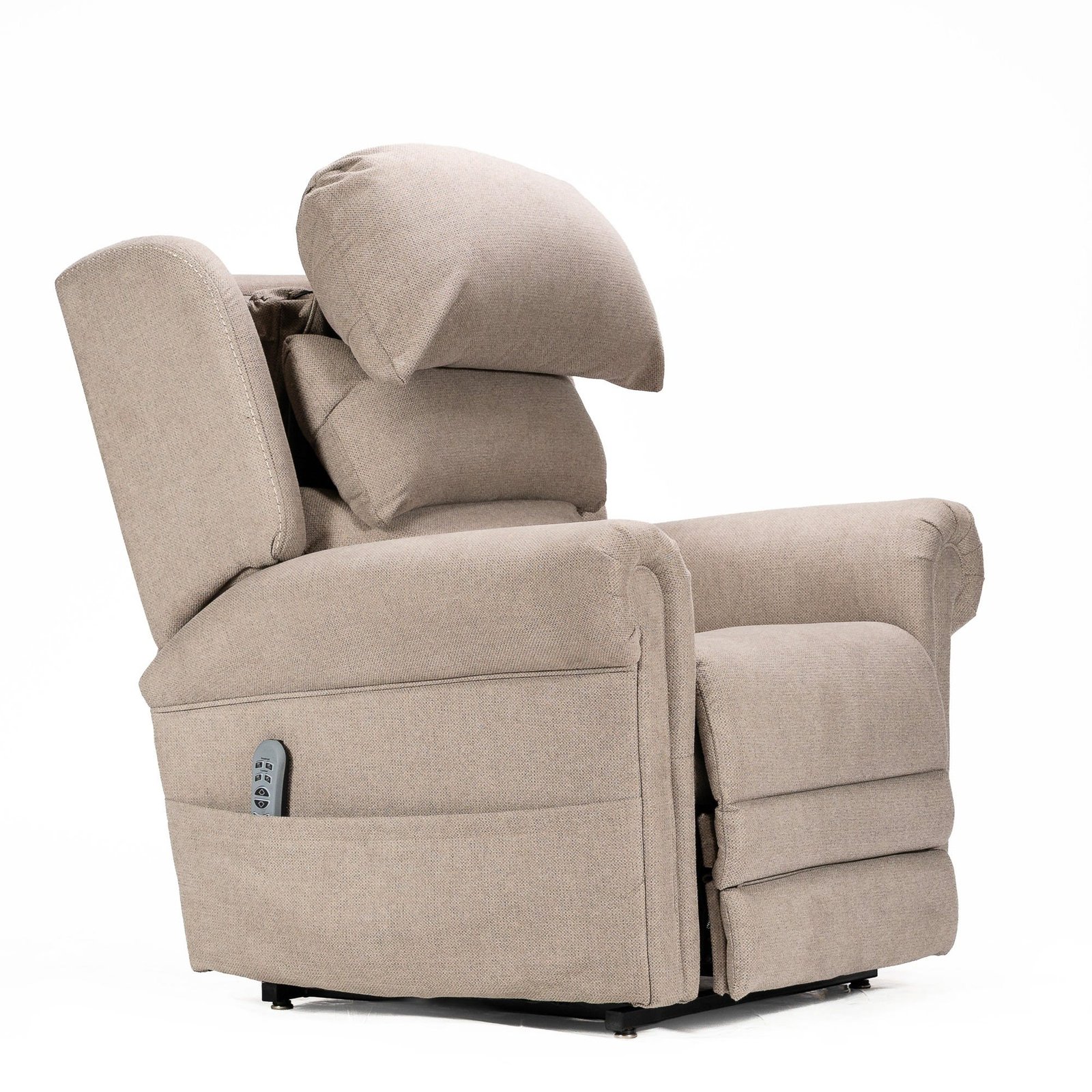 K Care Alivio Donatello Merino 3 Roll Back 4-Motor Electric Lift Recliner Chair – Standard Back in Light Grey - Image 6