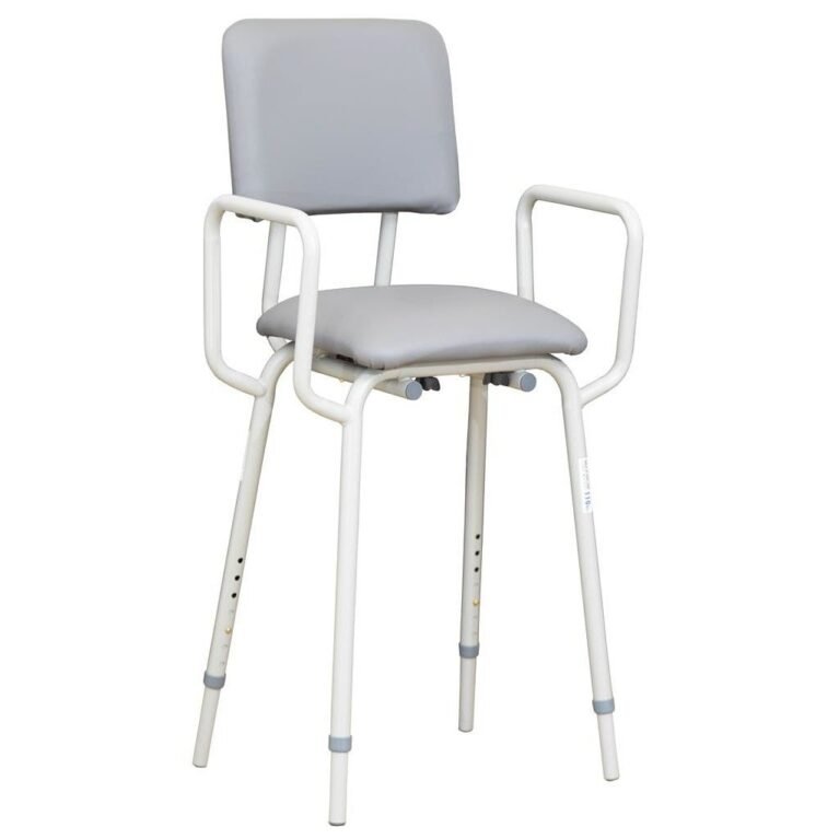 KCare Kitchen Stool with Arms Vinyl - Knock Down - 350mm - Greystone - SWL 110kg